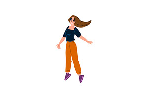 Happy young woman jumping and, a Person Illustration by pikepicture