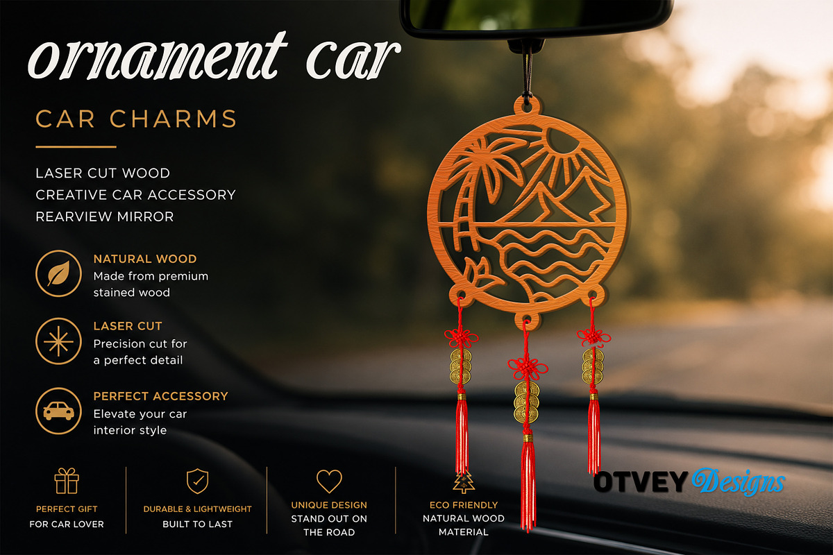 Beach Sunset Car Charms laser Cut, an Object Graphic by OTVEY DESIGN (Photo 7 of 13)
