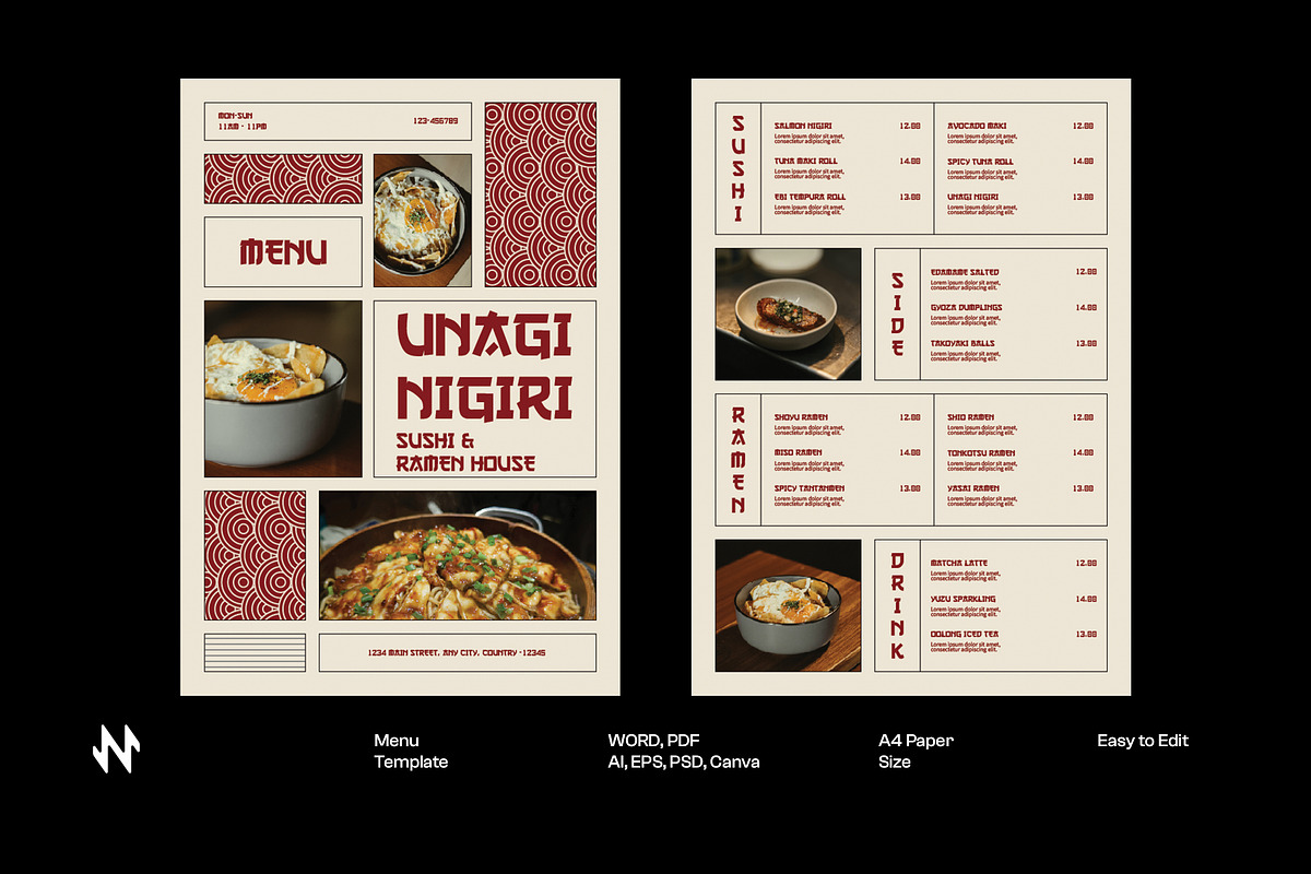 Japanese Restaurant Menu