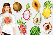 Watercolor tropical fruits clipart, a Food Illustration by Evgeniia (Thumbnail 5 of 10)