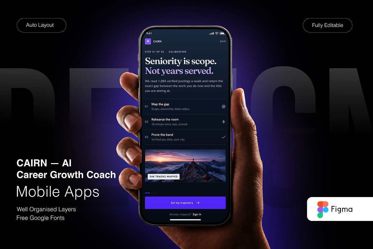 CAIRN — AI Career Growth Coach, an UI Kit Template by Pitchlook.Studio (Photo 1 of 4)