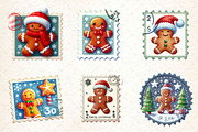 Christmas Gingerbread Postage Stamps, a Work Illustration by Dream Creation (Thumbnail 4 of 4)