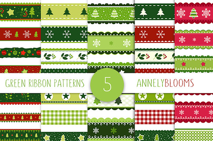 Christmas ribbon patterns, a Wallpaper Graphic by AnnelyBlooms