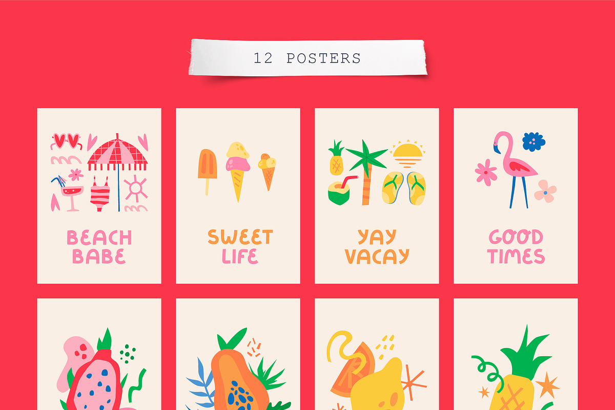 Summer Vibe | Clipart + patterns, an Illustration by katieromanoff_art (Photo 12 of 19)