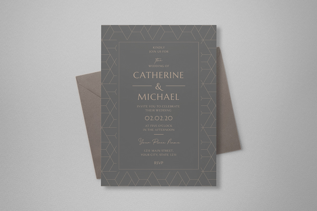 Geometric Wedding Invitation, an Invitation Template by Guuver