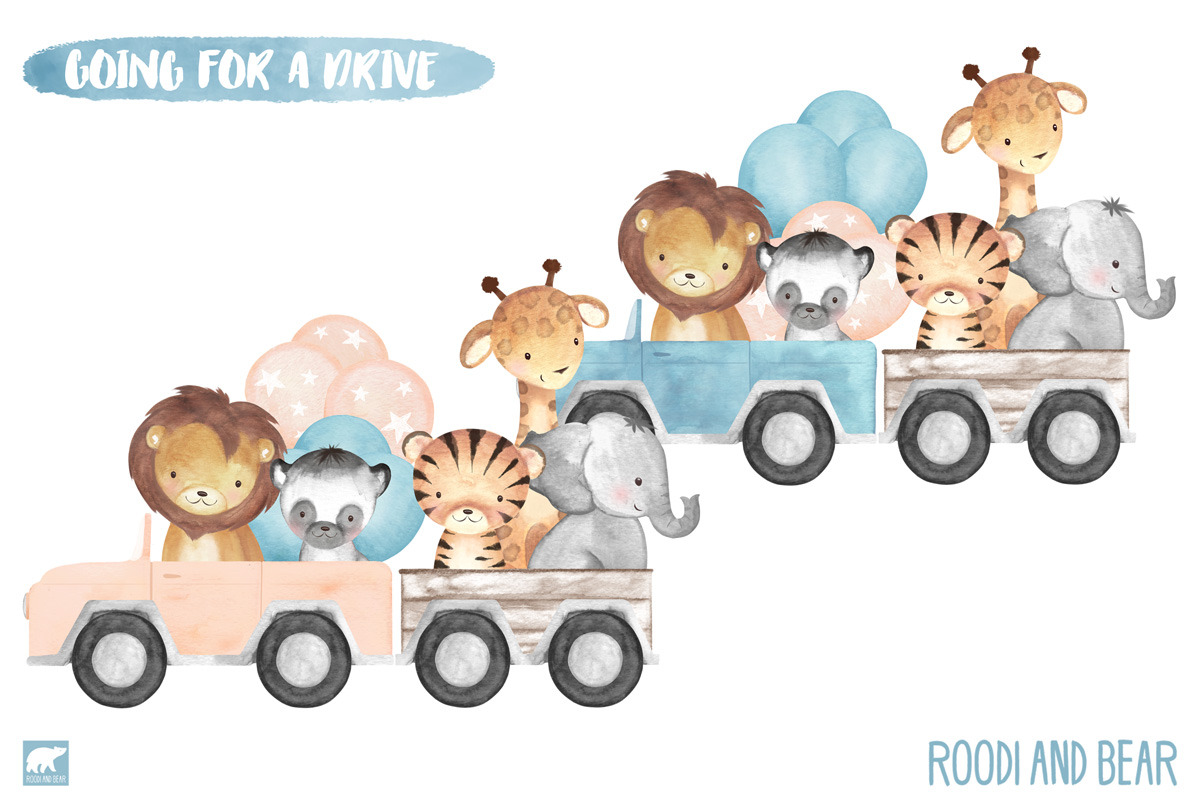 Watercolor Jungle Drive By, an Animal Illustration by Roodi and Bear (Photo 3 of 4)