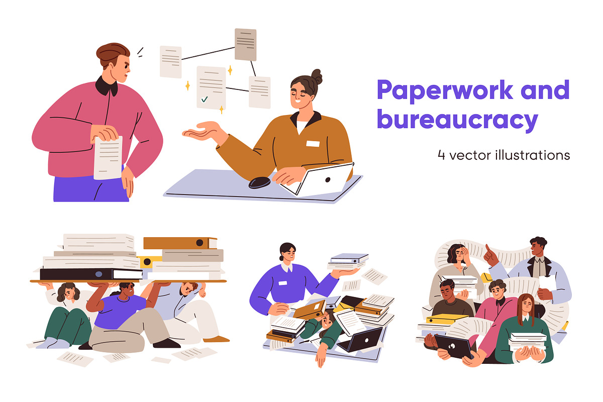 Paperwork, bureaucracy concept set, a Work Illustration by Good Studio (Photo 1 of 5)
