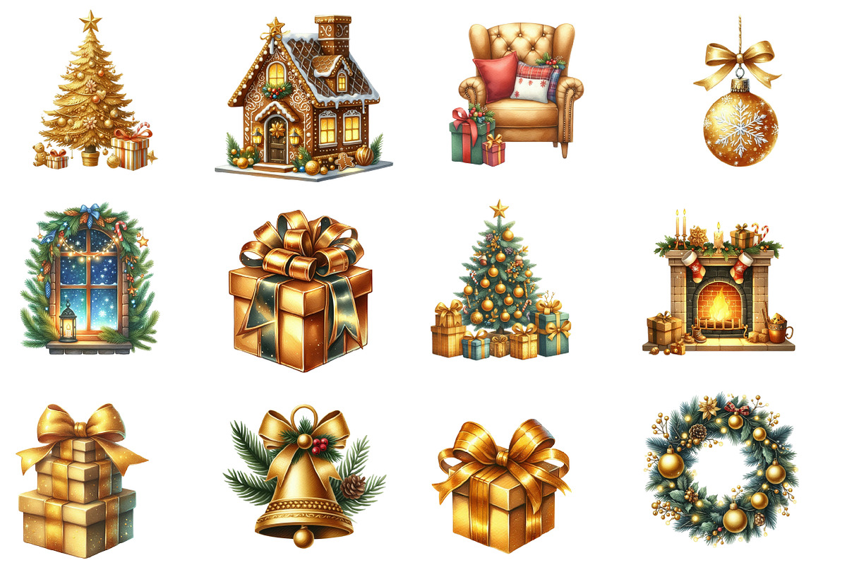 Gold Christmas Clipart, an Illustration by Designworld (Photo 4 of 5)