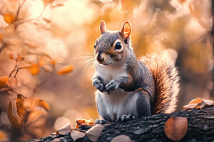 Little squirrel sits on a branch, an Animal Photo by MistyDay