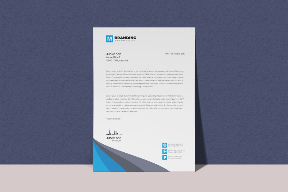 Branded Company Letterhead Design, a Stationery Template by BrandlyTemplate (Photo 1 of 3)