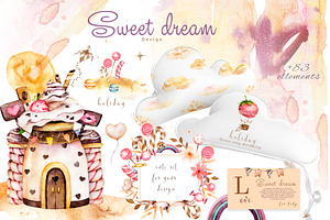 Sweet Dreams. Holiday Watercolor Set