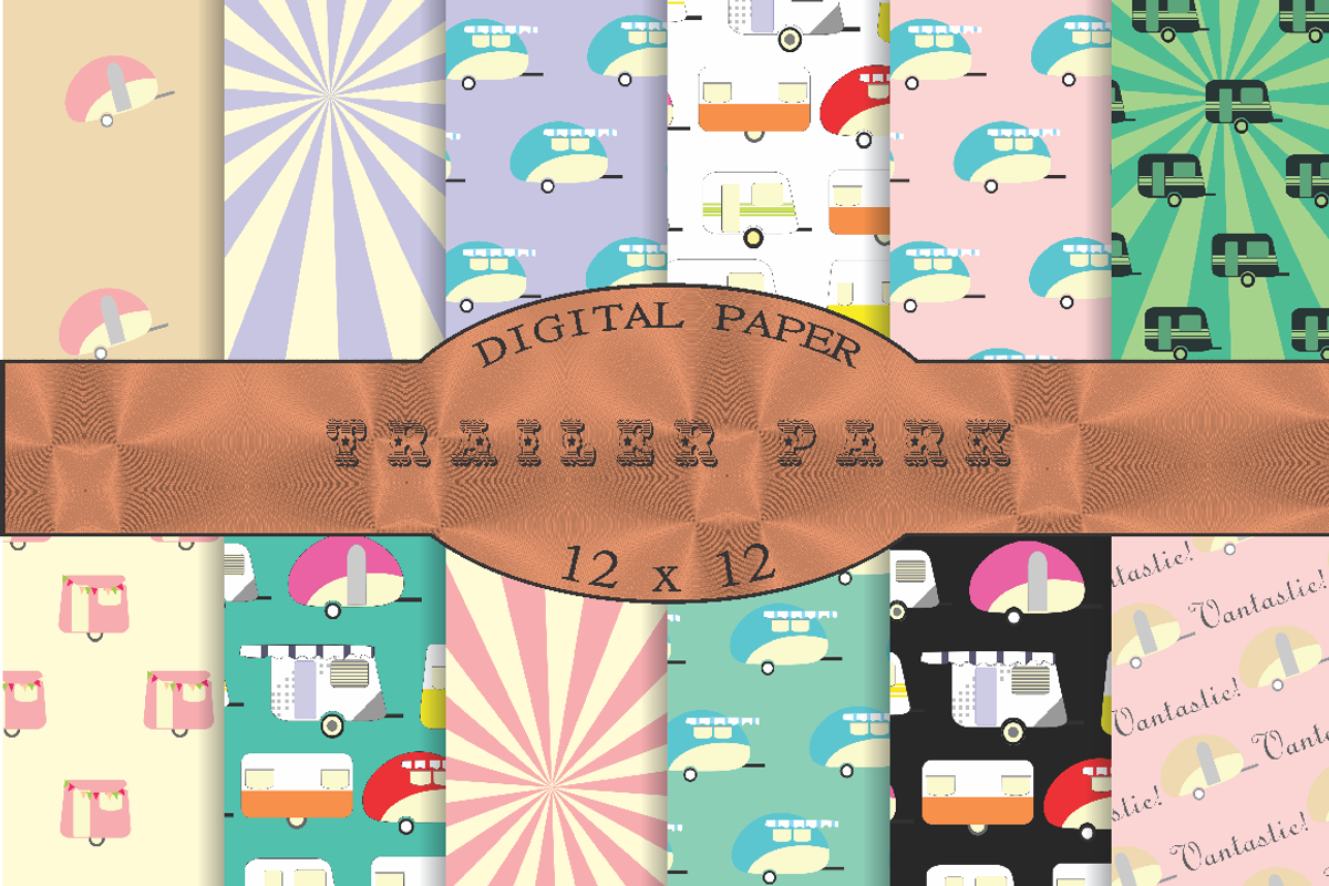 Trailer park patterned paper, a Pattern Graphic by Kiwi Fruit Punch