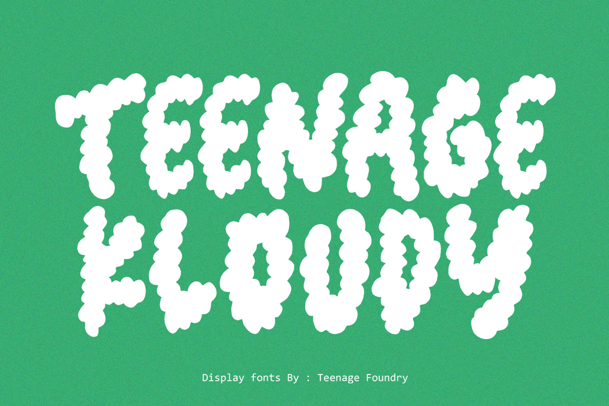 Teenage Kloudy, a Symbol Font by TeenageFoundry (Photo 1 of 6)