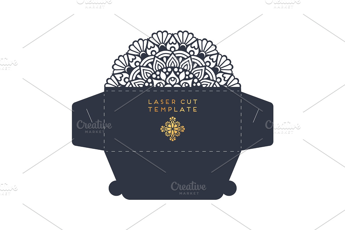 Vector wedding card laser cut template. Vintage decorative elements, an Invitation Template by Tori Shen