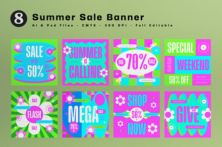 Pink Flat Design Summer Sale Banner, an UI Kit Template by graphicook