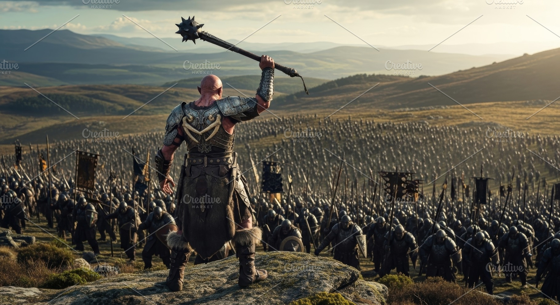 Orc warlord leading a massive armore, a Photo by professorinc