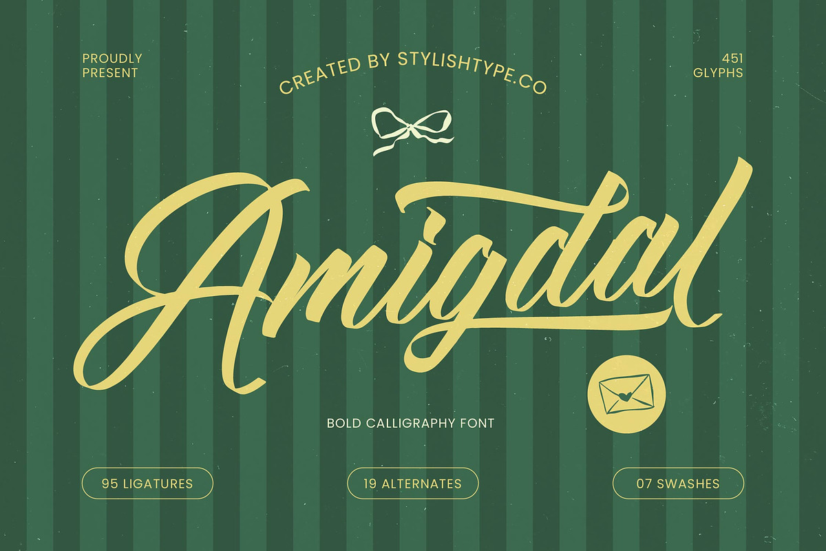 Amigdal Bold Calligraphy Font, a Script Font by stylishtype.co (Photo 1 of 20)