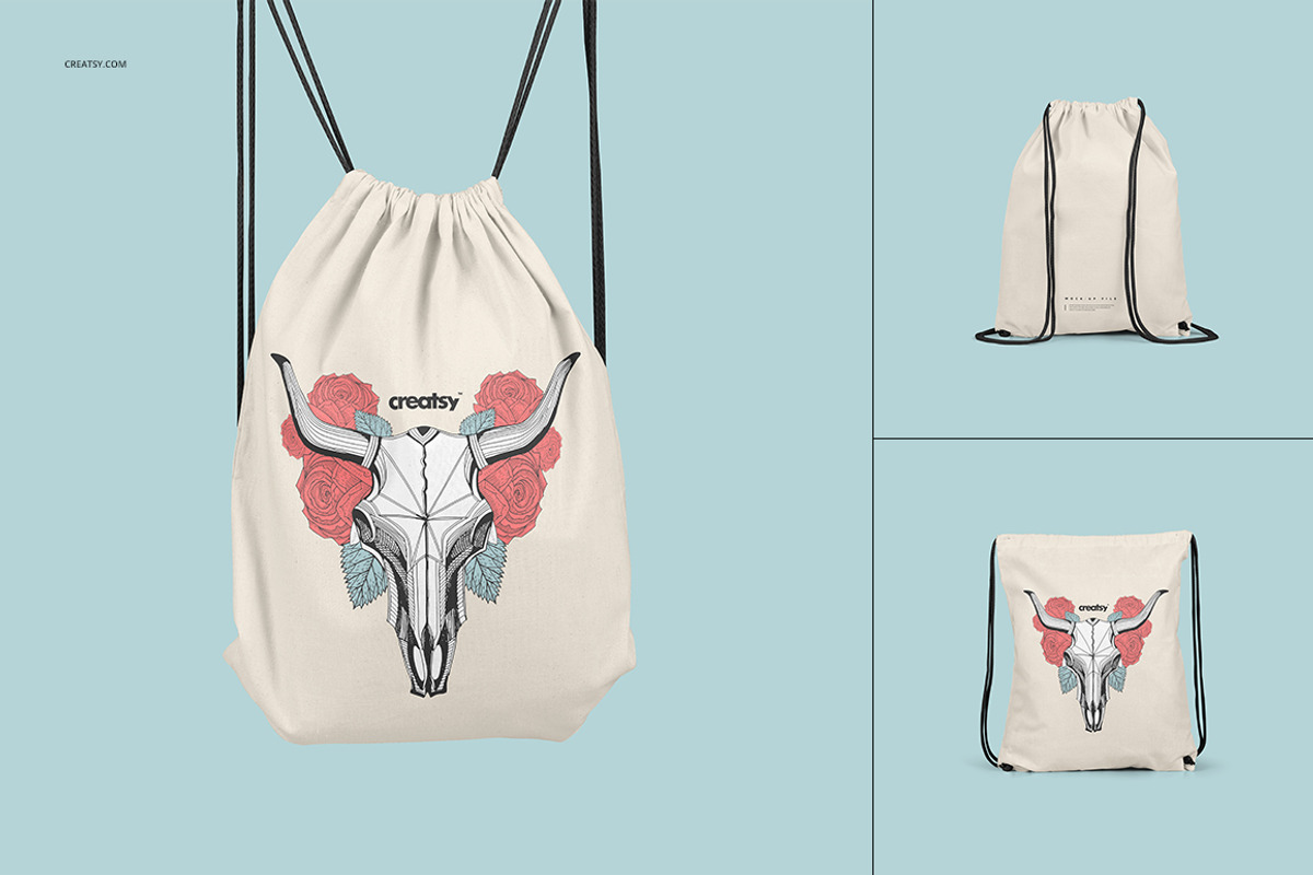 Drawstring Backpack Mockup Set, a Product Mockup by creatsy4 (Photo 2 of 9)