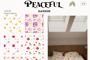 Garden Flowers Watercolor Floral Set