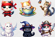 Cute Cat Clipart Bundle, an Illustration by Black Bird Studio (Thumbnail 3 of 6)