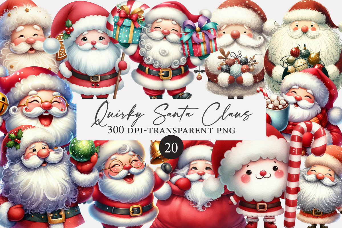 Quirky Santa Claus Christmas Clipart, an Illustration by Designworld (Photo 1 of 5)