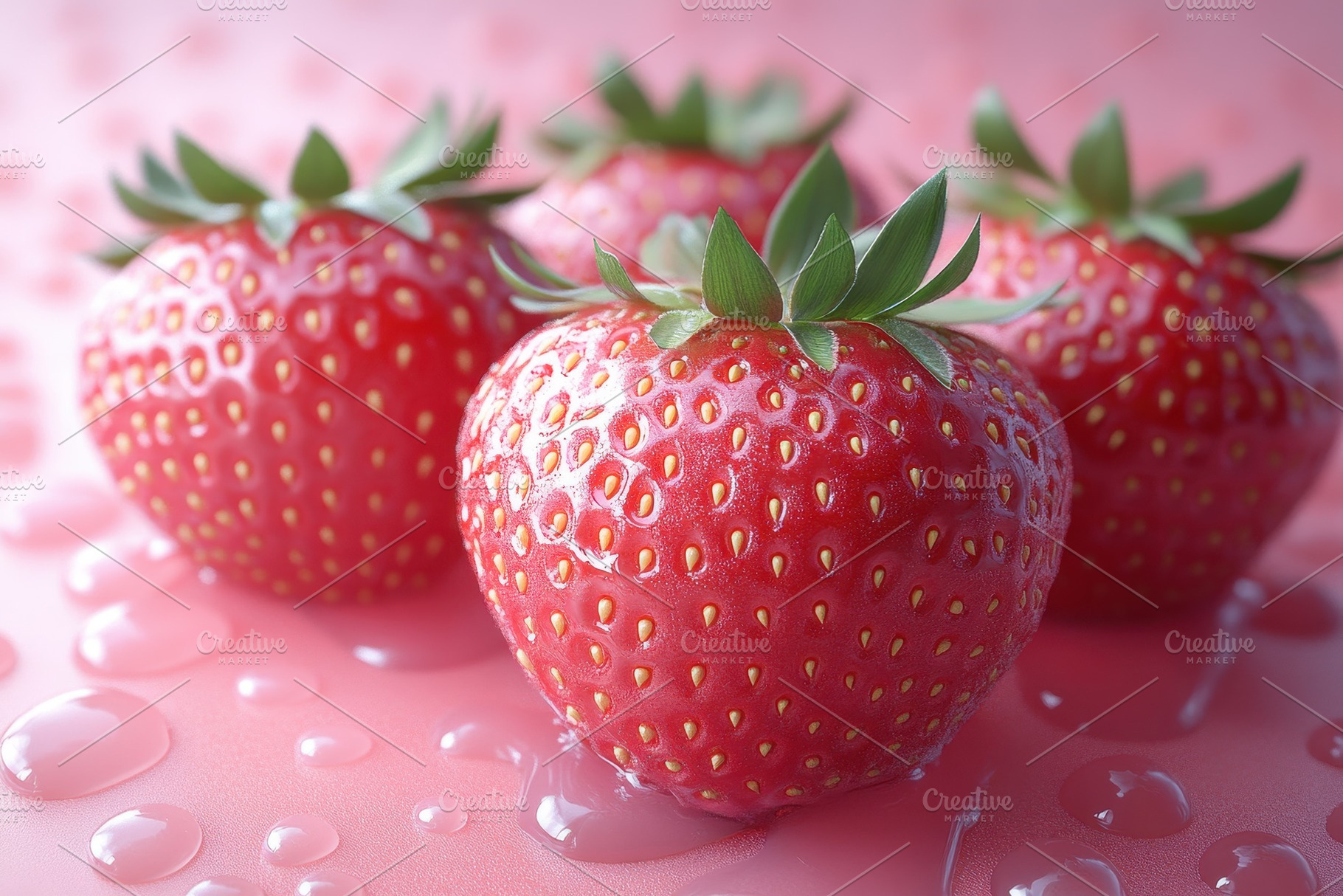 Fresh and ripe strawberries with dro, a Photo by Tanuart