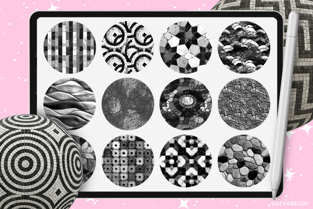 Procreate Mosaic texture brushes, a Brush Add-On by Revabrush (Photo 4 of 7)