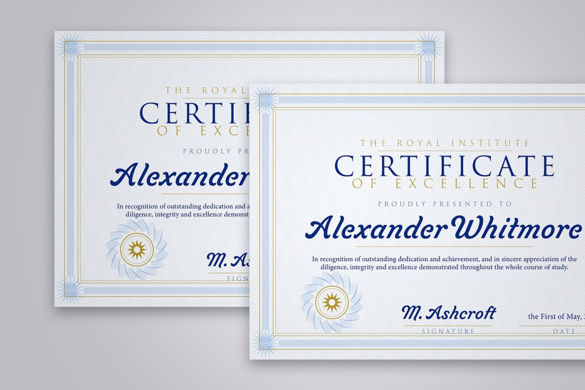 Navy and Gold Certificate Template, a Stationery Template by DesignerCandies (Photo 3 of 4)
