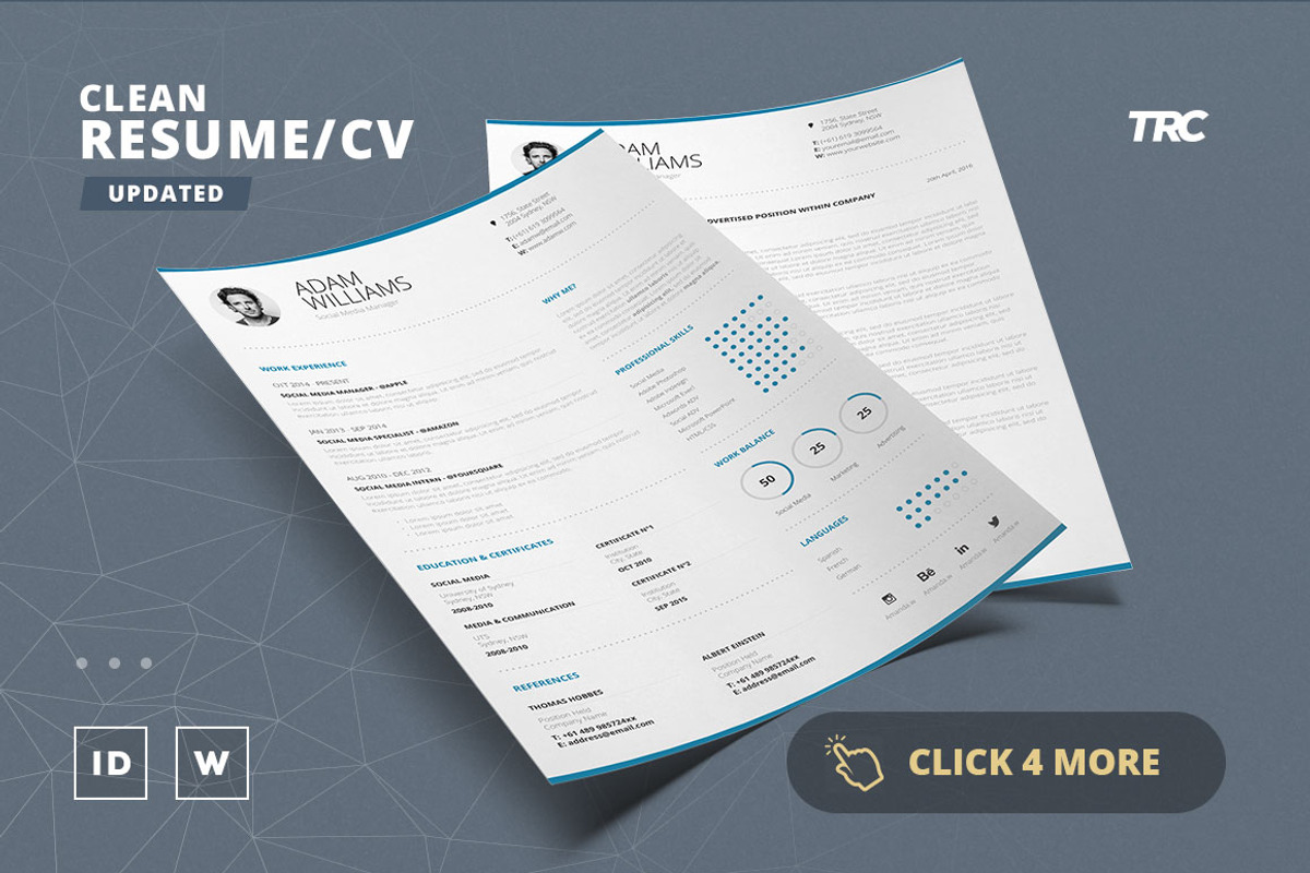 Clean Resume/Cv Template Volume 7, a Resume Template by TheResumeCreator (Photo 2 of 6)