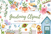 Gardening Clipart PNG Set, an Object Illustration by Mespilia (Thumbnail 1 of 5)