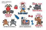 Gym Animals Sticker Set, a Sport Illustration by monkik (Thumbnail 3 of 3)