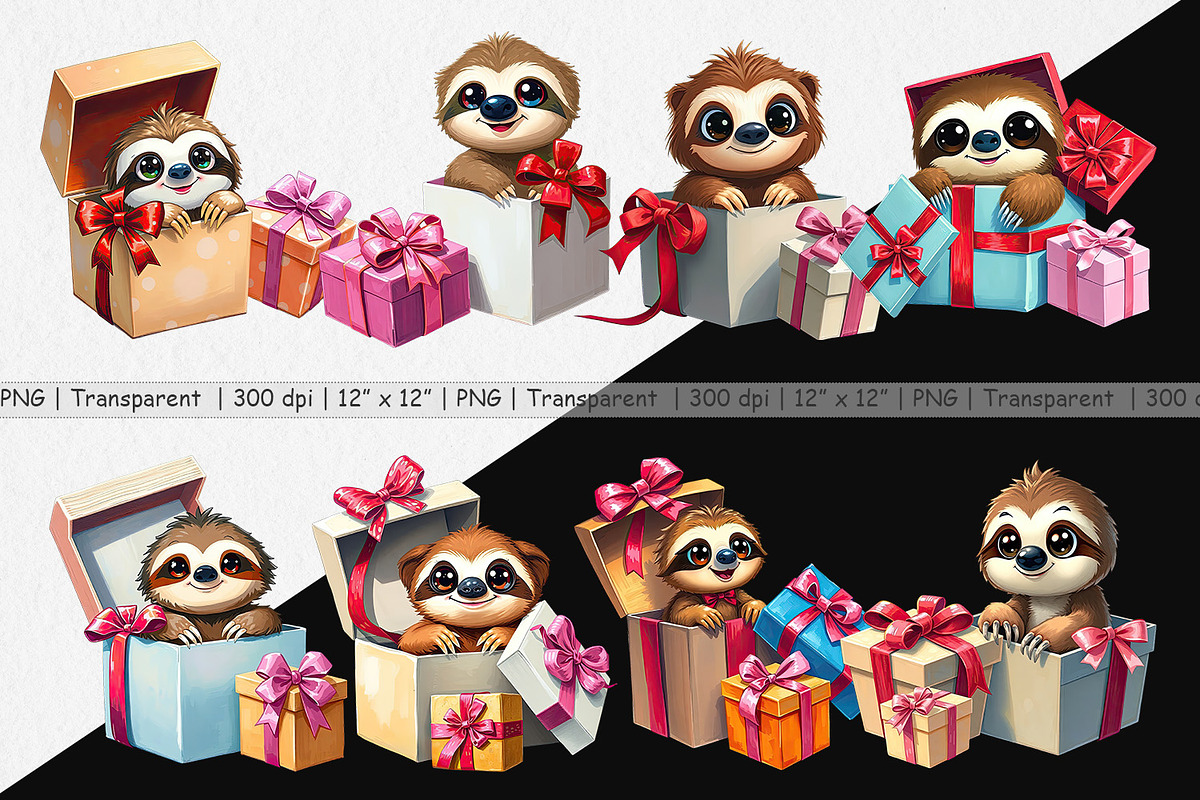 Sloth Clipart Gift, a Graphic by Artnoy (Photo 2 of 5)