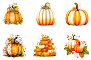 Watercolor Pumpkin Clipart Set, a Seasonal Illustration by CreationArt (Thumbnail 2 of 5)