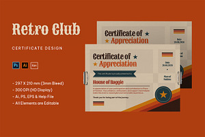 Retro Club Certificate, a Card Template by StreaksideStd