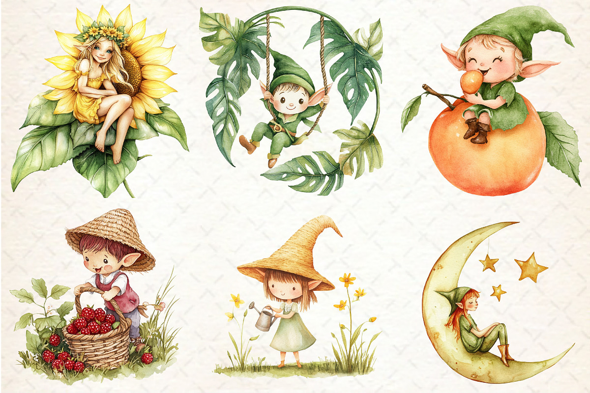 Summer Elves Sublimation Clipart, an Illustration by Rose Art (Photo 3 of 4)