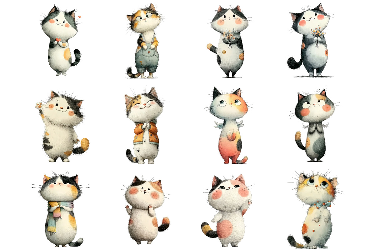 Cute Standing Cat Clipart, an Illustration by DreamArtGraphic (Photo 2 of 4)