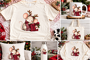 Sleepy Reindeer Mouse with Gift, a Seasonal Illustration by Printable Design Store (Thumbnail 2 of 3)