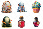 Watercolor Kawaii Halloween Clipart, an Illustration by DreamPrint404 (Thumbnail 4 of 5)