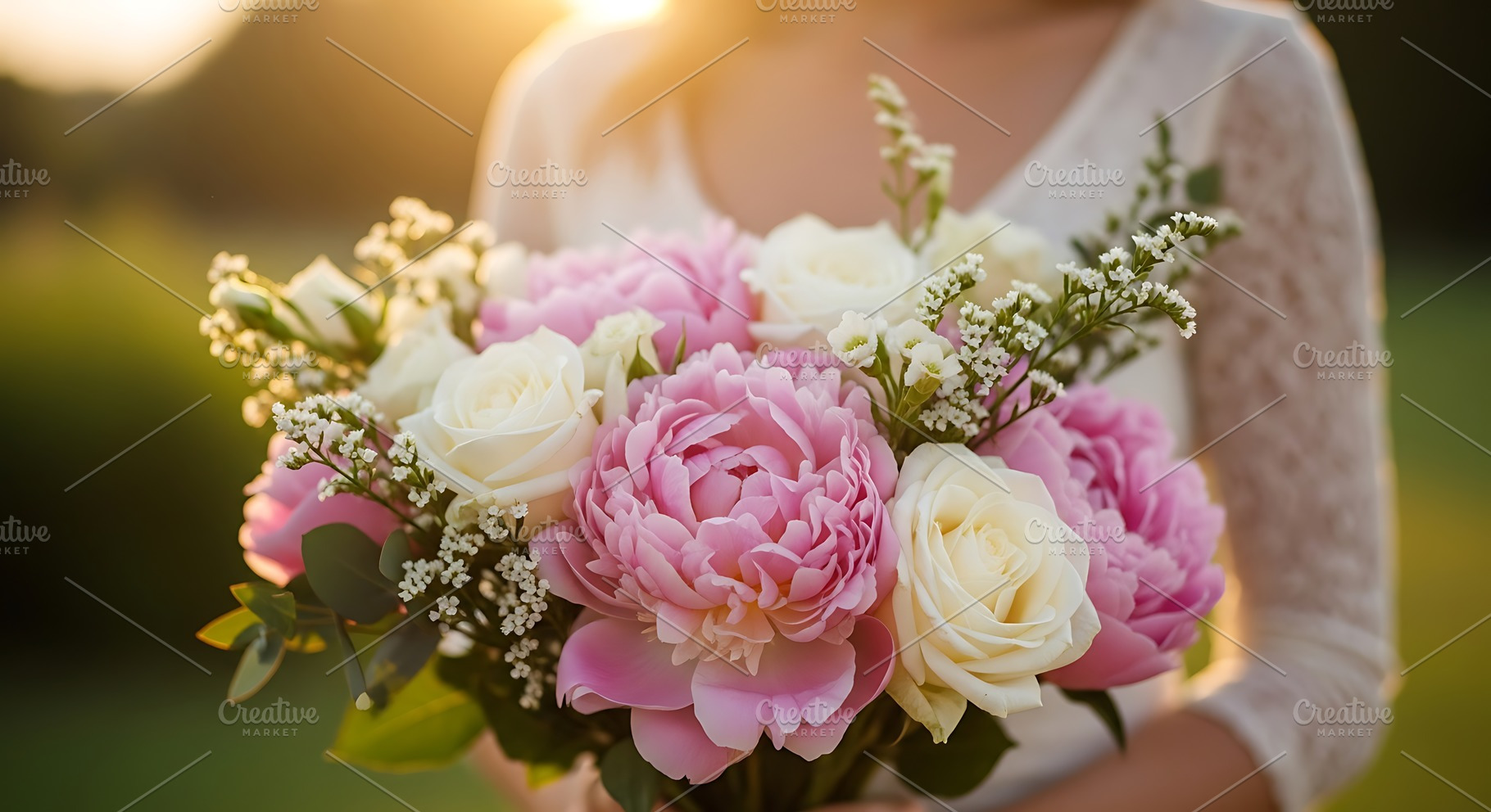 Elegant Pink Peony Bridal Bouquet, a Nature Photo by Artonix