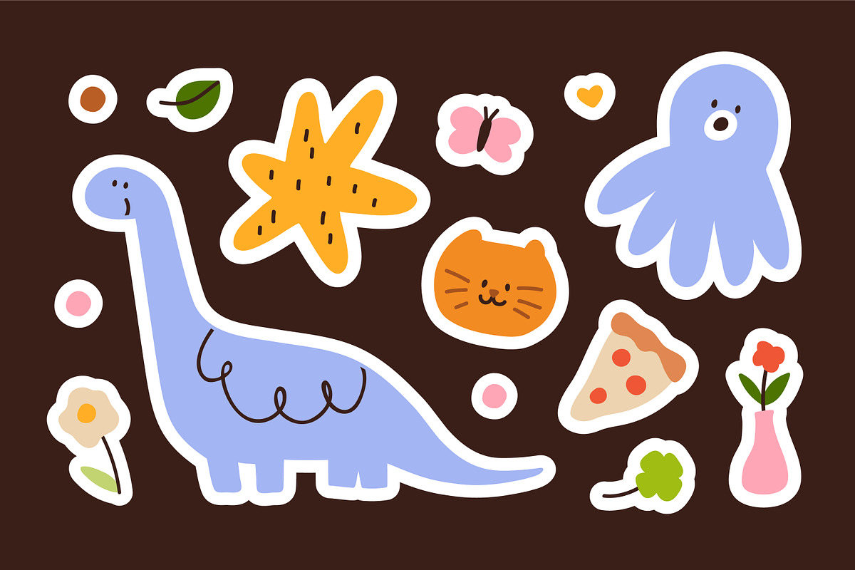 Cute sticker pack, doodle elements, a Decorative Illustration by Good Studio (Photo 3 of 7)