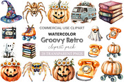 Groovy Retro Halloween Clipart, a Work Illustration by cherrydesign (Thumbnail 1 of 3)