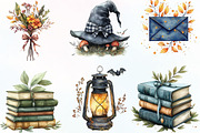 Watercolor Cute Witchy Autumn PNG, an Illustration by CraftArtStudio (Thumbnail 3 of 6)
