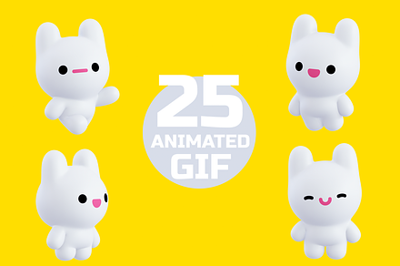 Gif animation kawaii character set, a Work Illustration by Jenya Porechenskaya