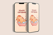 Kawaii Capybara - Pack 2, an Animal Illustration by AleksAbramova (Thumbnail 11 of 12)