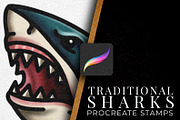 Procreate Traditional Sharks, a Brush Add-On by Studio.Valhalla (Thumbnail 3 of 3)