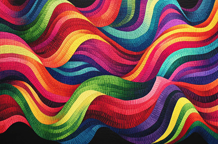 Colorful abstract wall art showcasin, a Photo by Tanuart