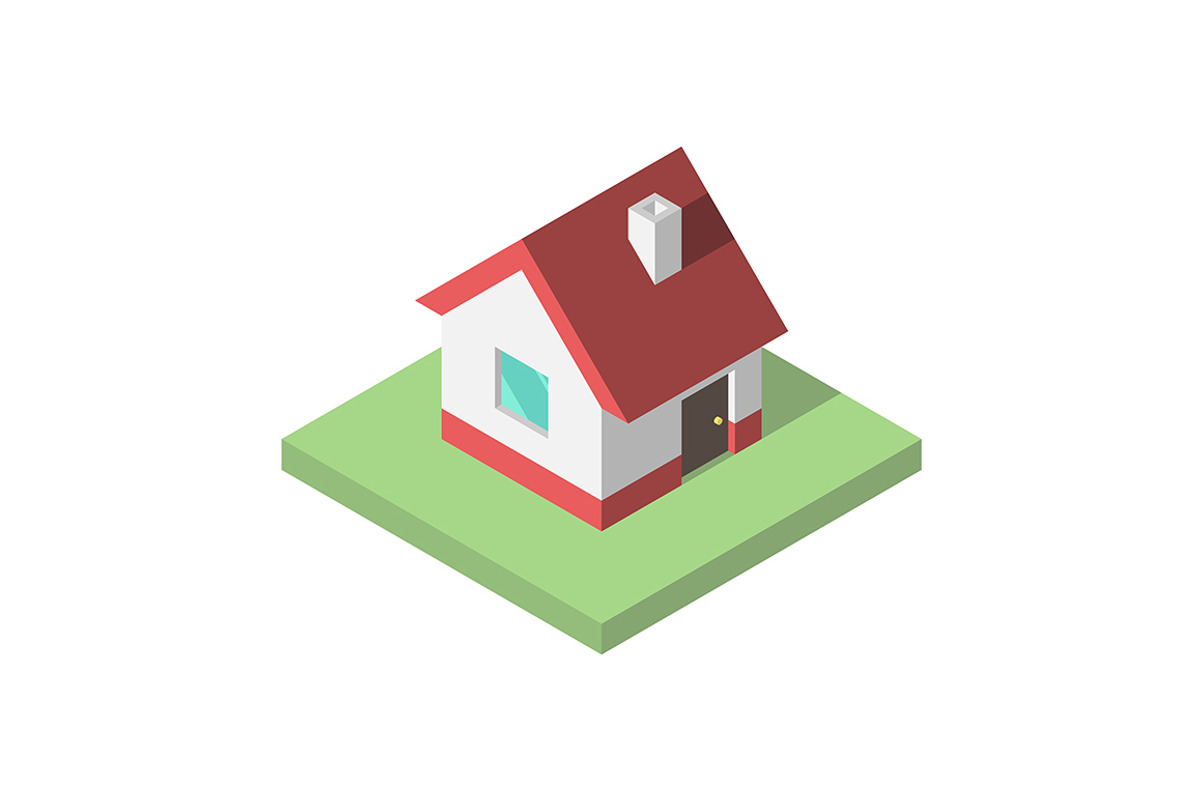 Beautiful small isometric house, a Work Illustration by inimalGraphic