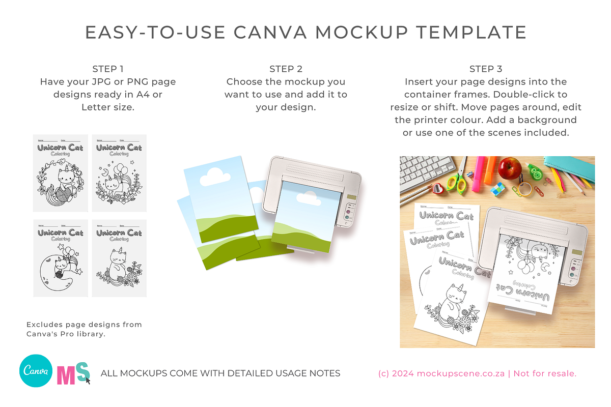 Printer & Paper Sheets Canva Mockup, a Books & Magazine Mockup by Mockup Scene (Photo 3 of 11)