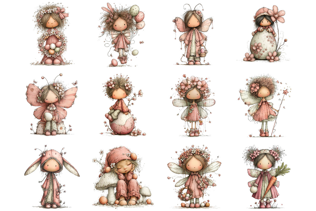 Whimsical Easter Fairy Clipart, an Illustration by Designking (Photo 3 of 5)