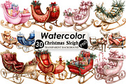 Christmas Sleigh Sublimation Clipart, an Illustration by Black Bird Studio (Thumbnail 1 of 6)